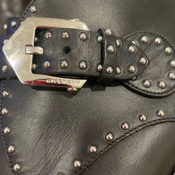 Givenchy Paris Studded Ankle Boots Black Leather Size 39.5 Buckle - Picture 9 of 11